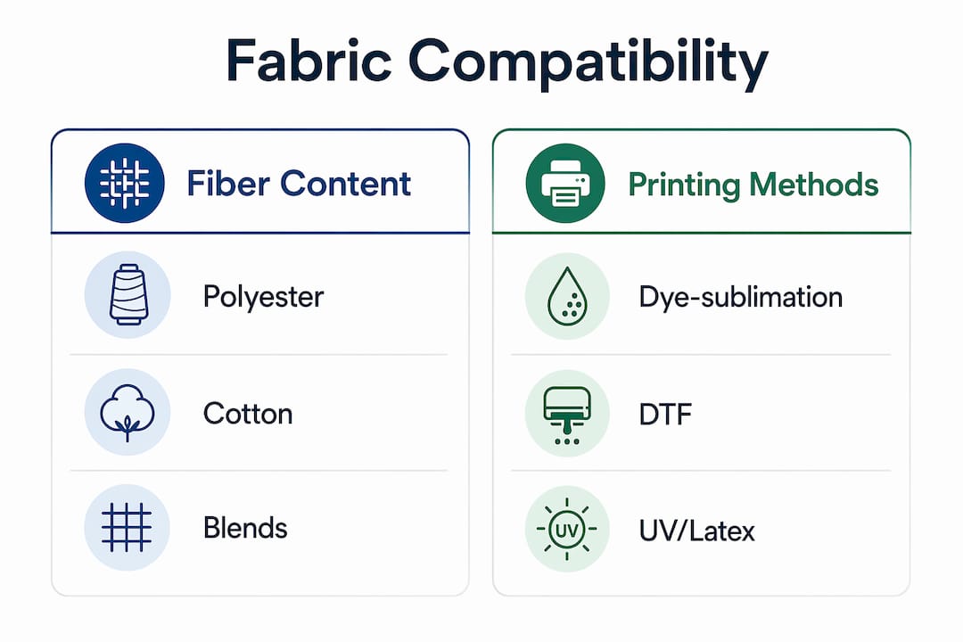 Infographic comparing fiber content and printing methods