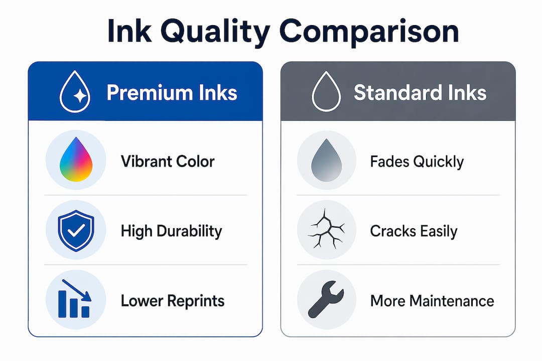 Infographic comparing premium inks versus standard inks