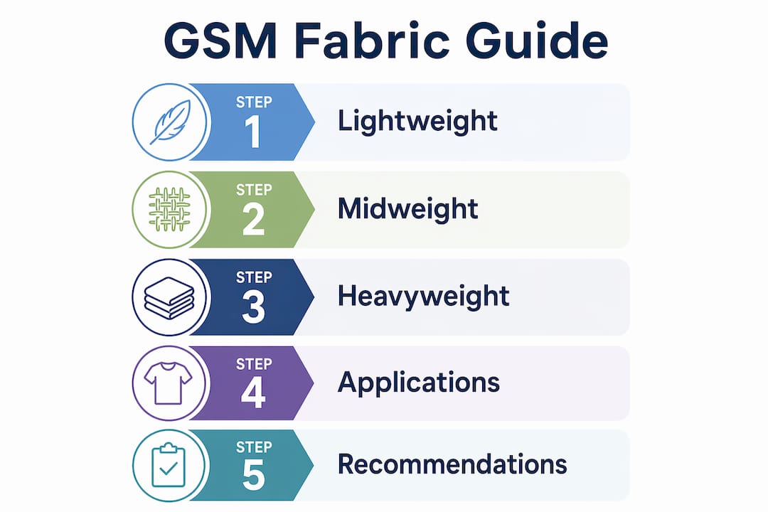 Infographic showing GSM fabric weight categories