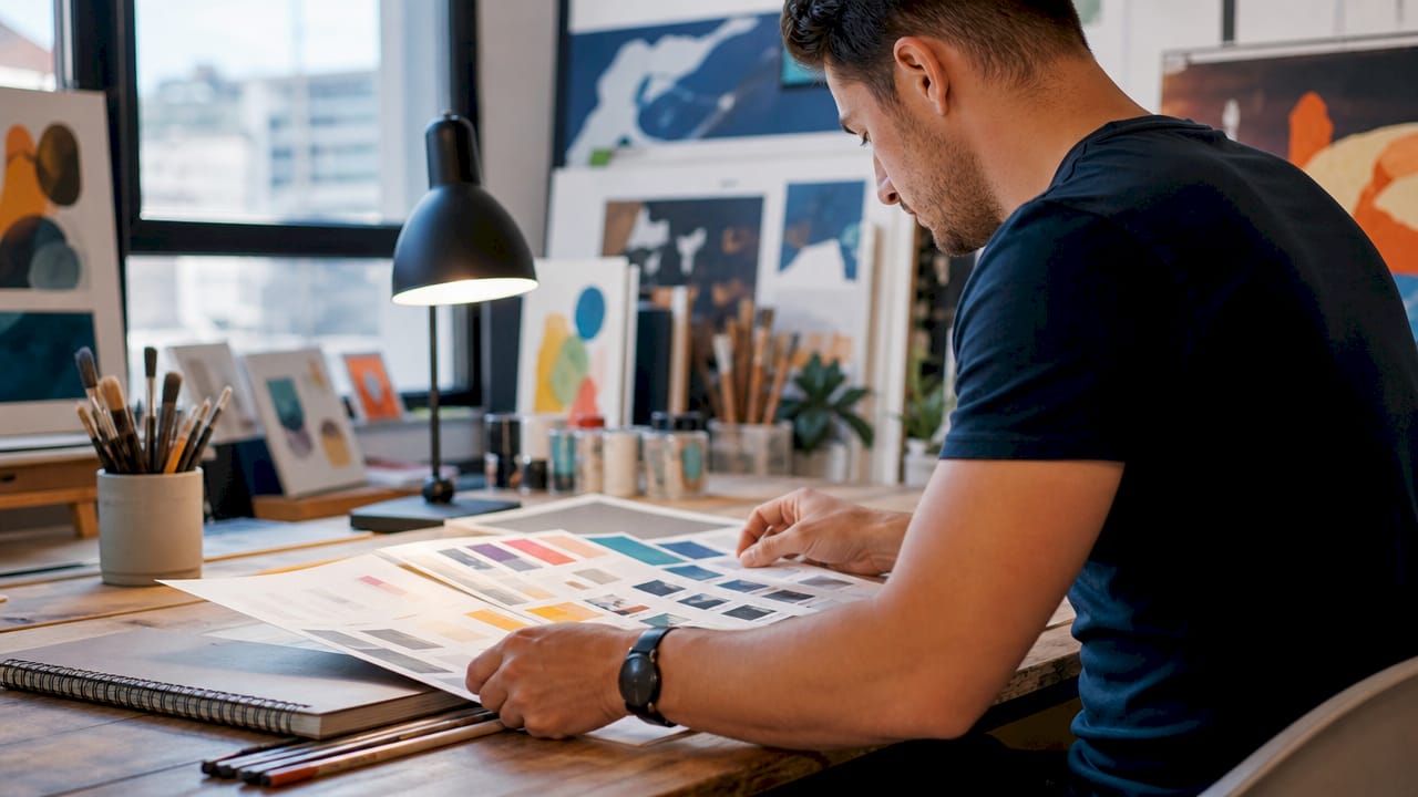 Hands placing print file checklist on desk