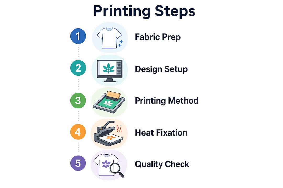 Infographic showing textile printing process steps