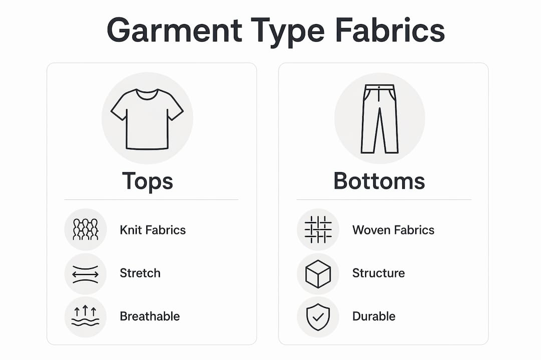 Infographic showing garment type fabric categories