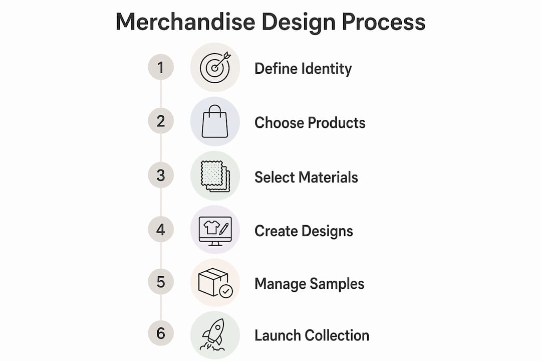 Infographic outlining merchandise design steps
