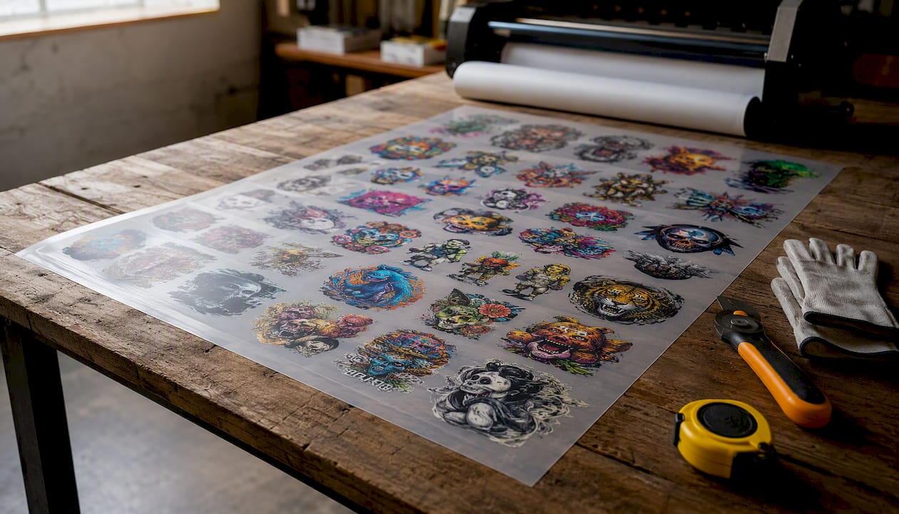 Gang sheet with multiple colorful transfer designs