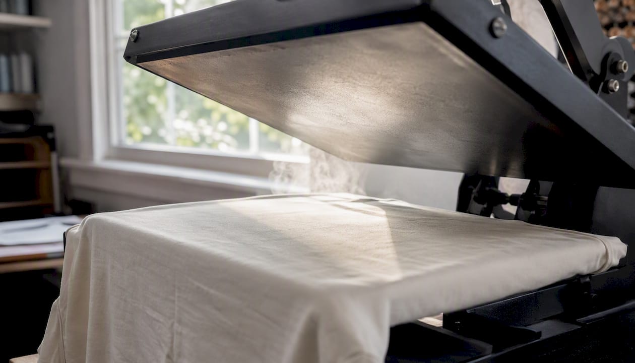 Heat press pre-pressing cotton garment