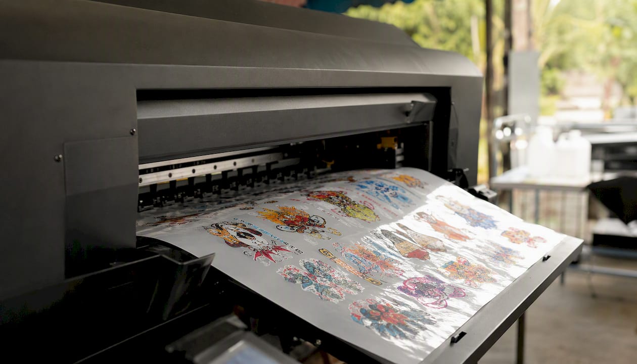 Digital printer producing DTF transfer sheet