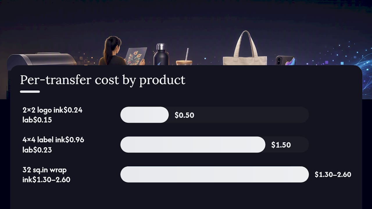 UV DTF transfer cost examples compared