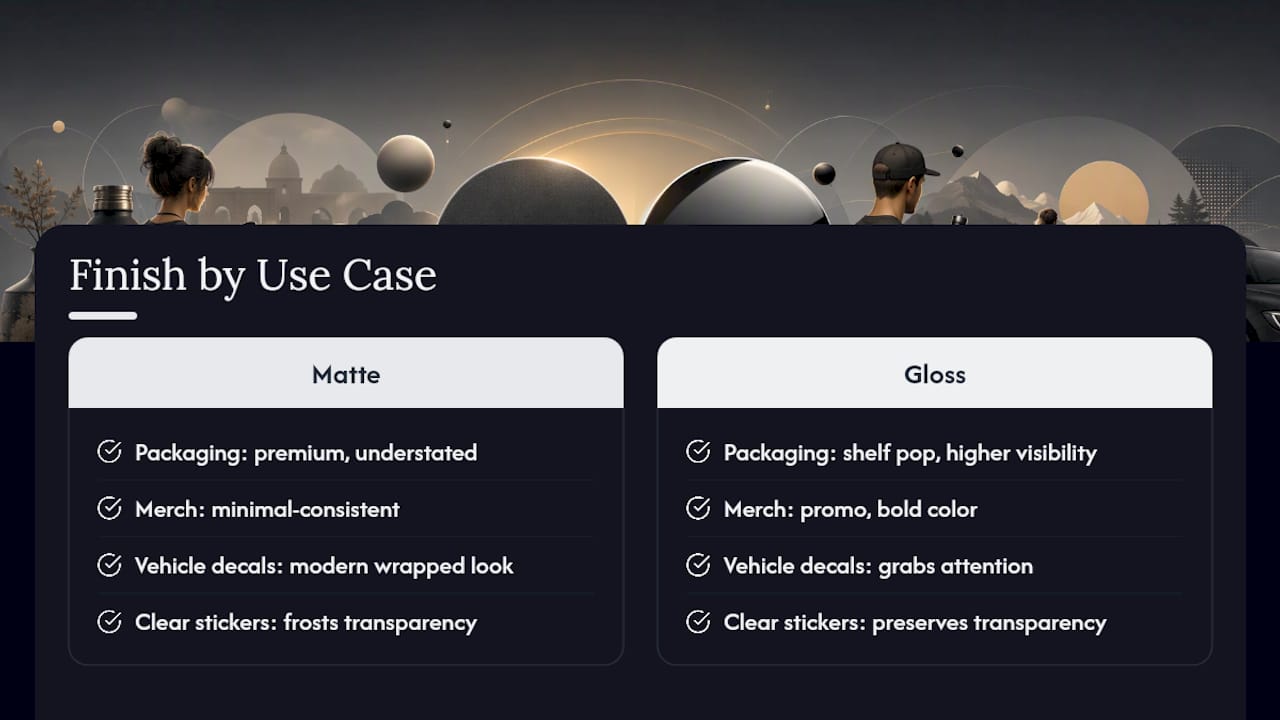 Matte versus gloss sticker application comparison