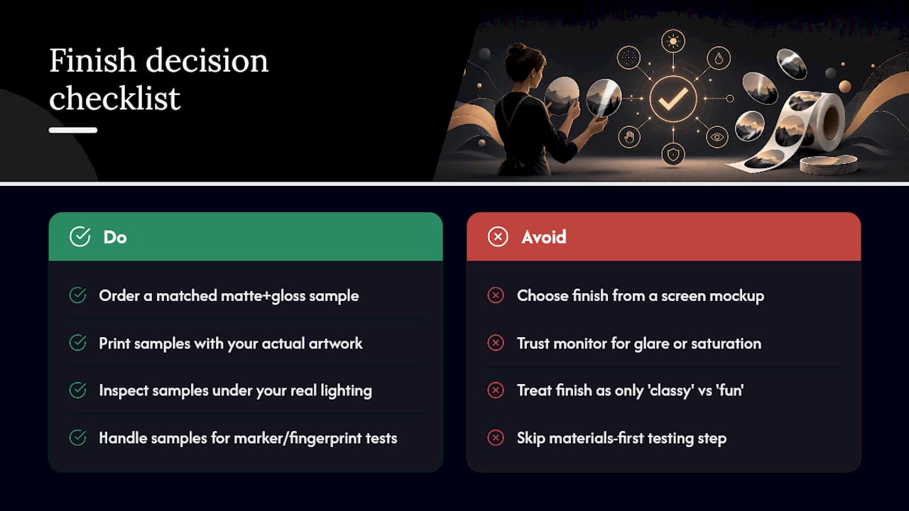 Stop Picking a Finish Based on a Screen Preview — overview diagram