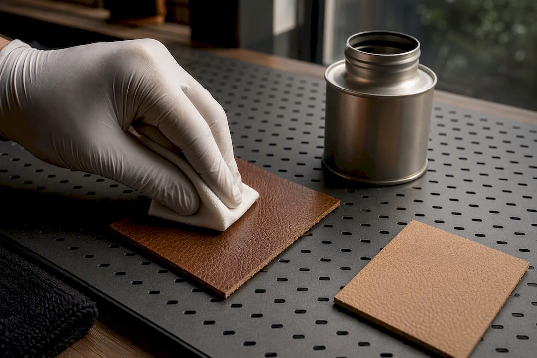 Degreasing leather before transfer application