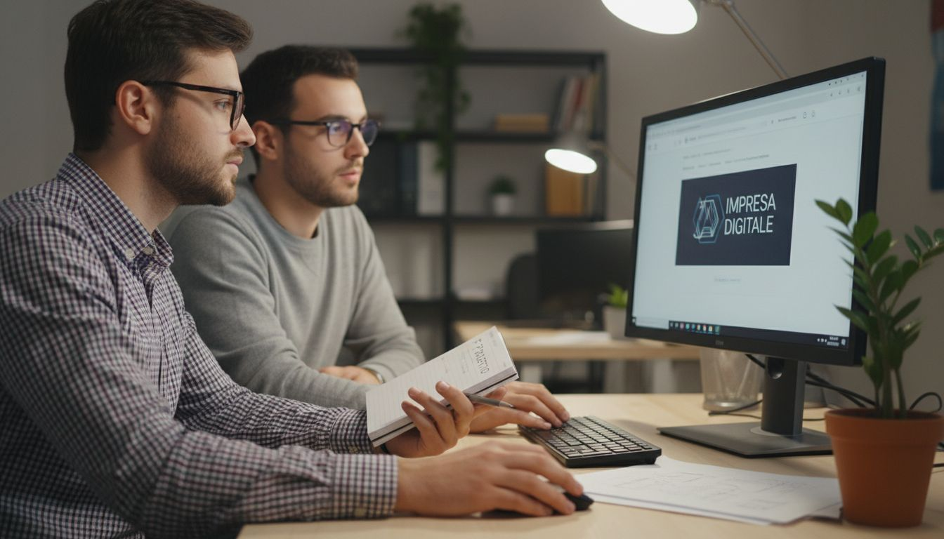 Alcuni imprenditori analizzano il sito web direttamente dal monitor del loro computer.