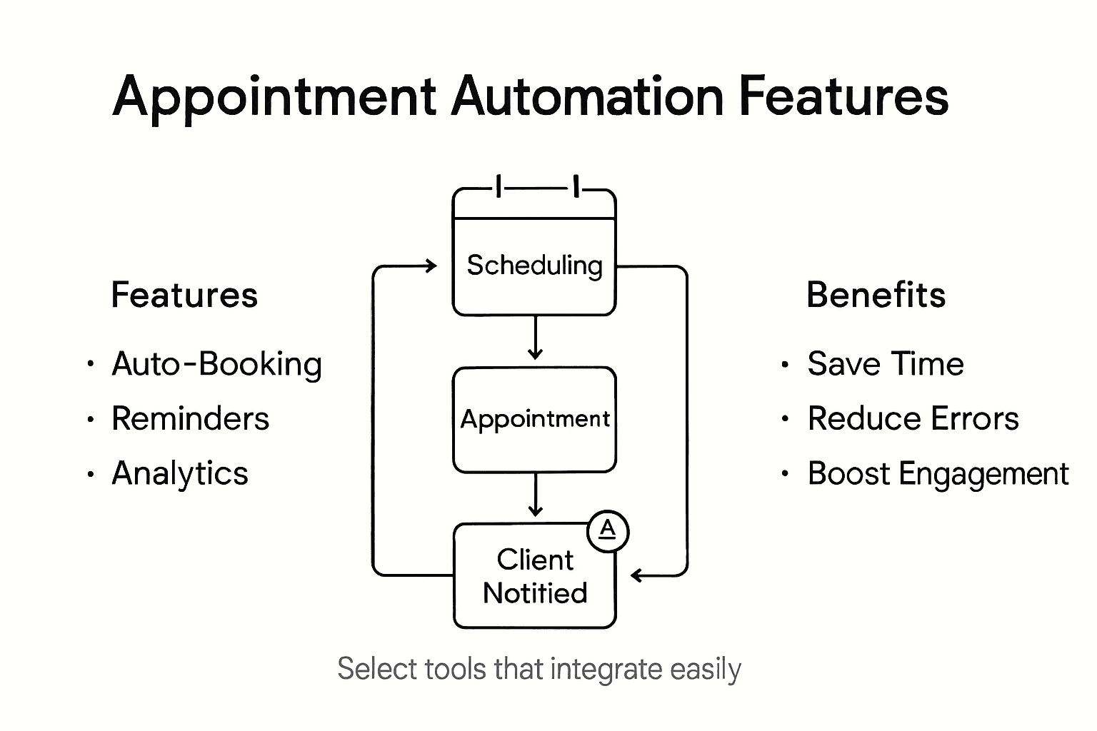 Infographic summarizing appointment tool features