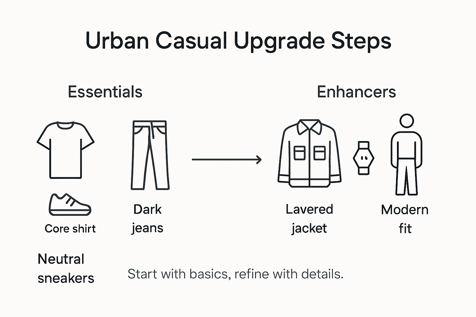 Infographic on upgrading urban casual wear steps