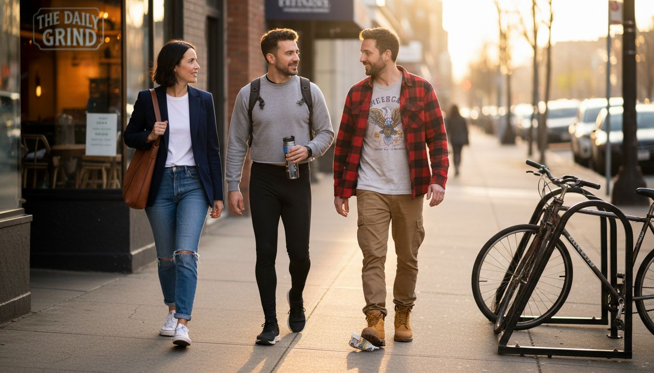 Group wearing major lifestyle apparel types