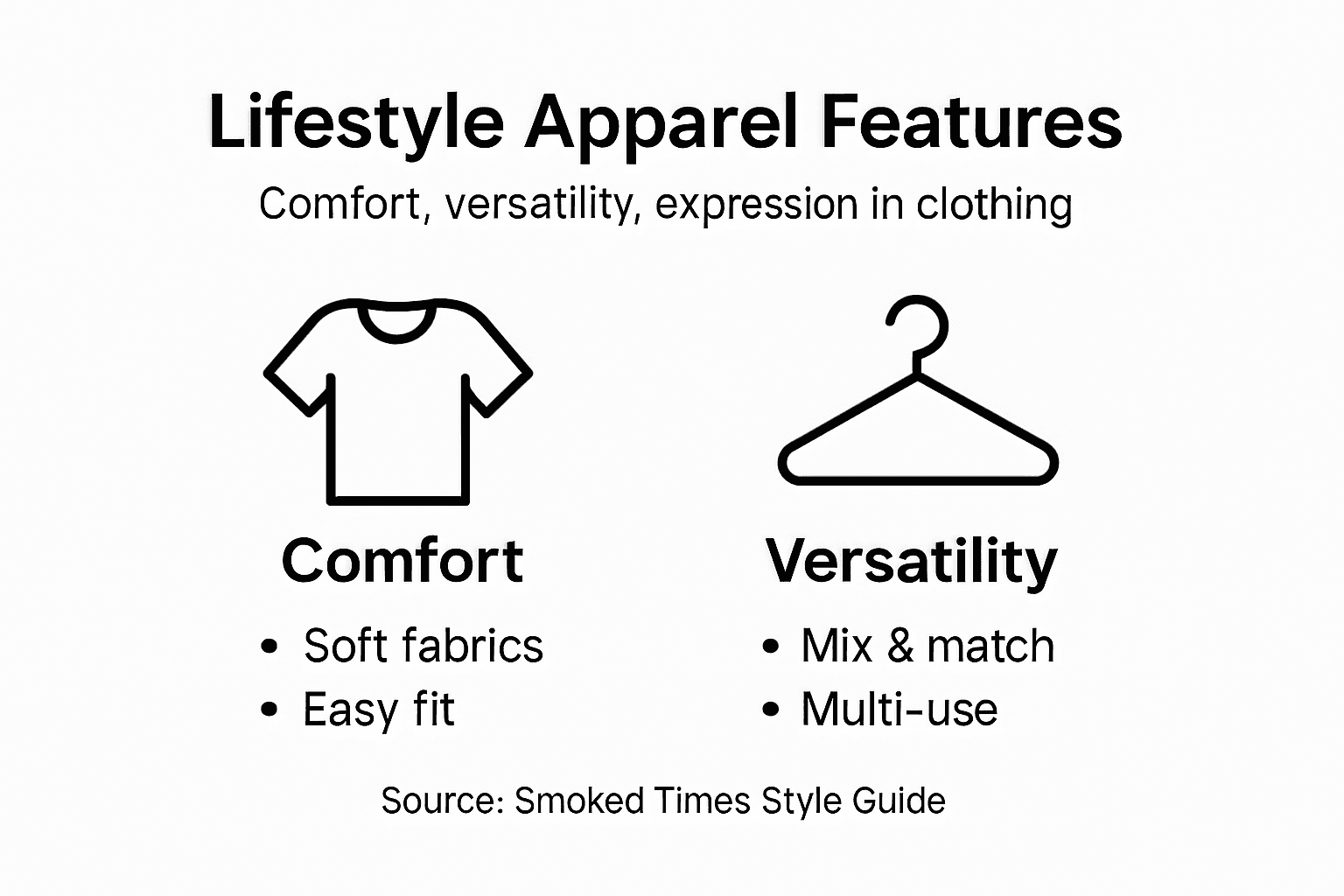 Infographic three core features lifestyle clothing