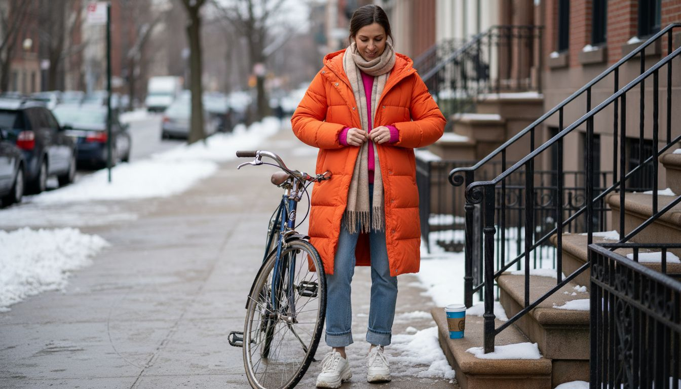 Winter streetwear with electric orange and pink