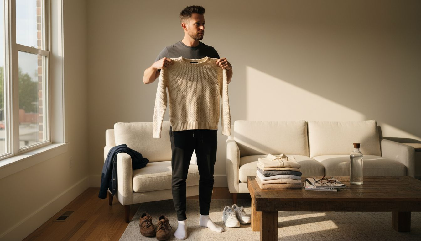 Man choosing layering basics for winter