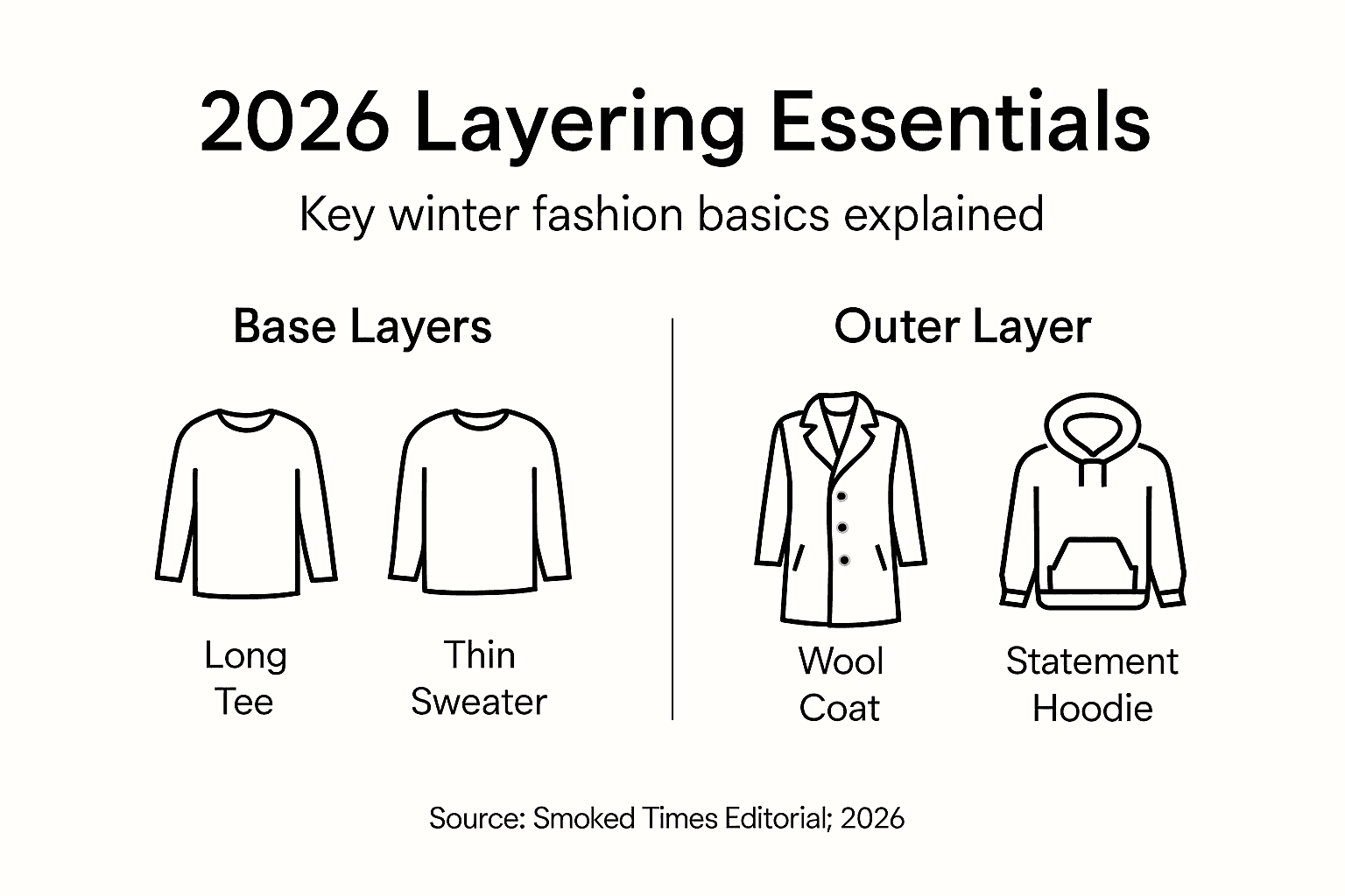 Infographic of 2026 winter layering basics