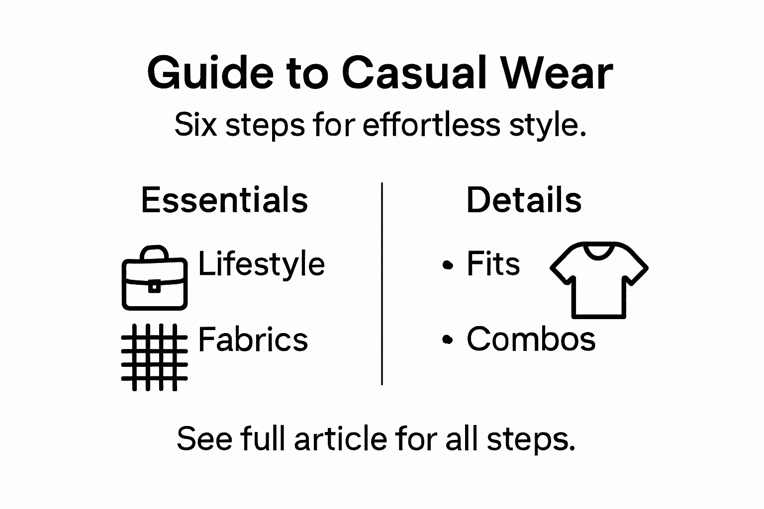 Infographic summarizing steps to casual style