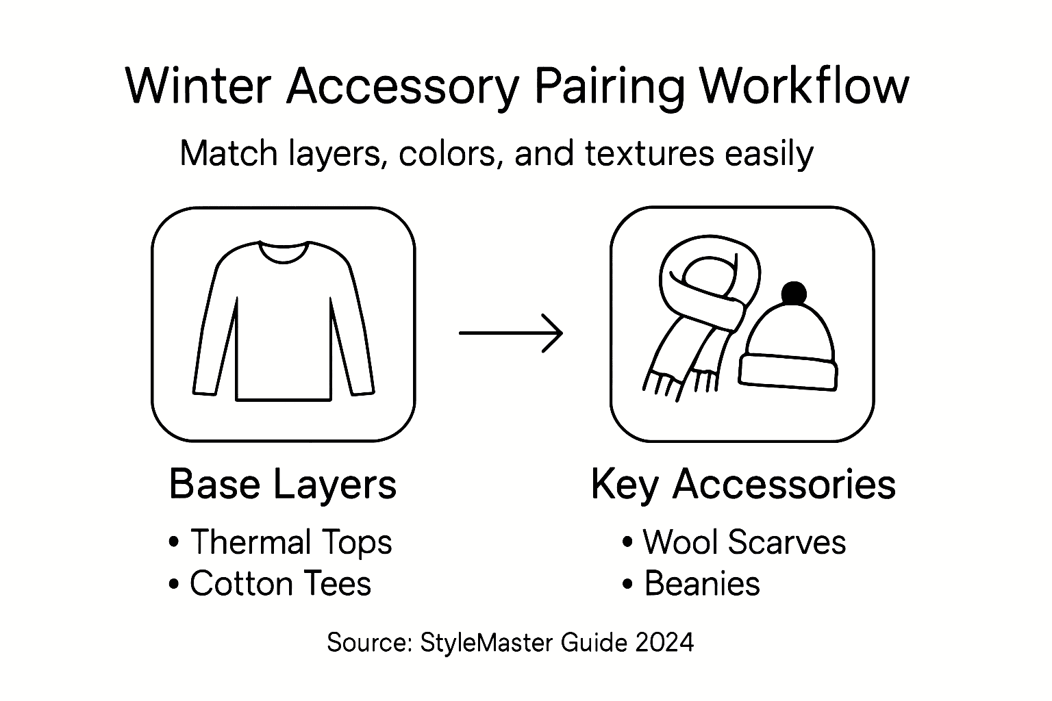 Infographic with winter accessory pairing steps