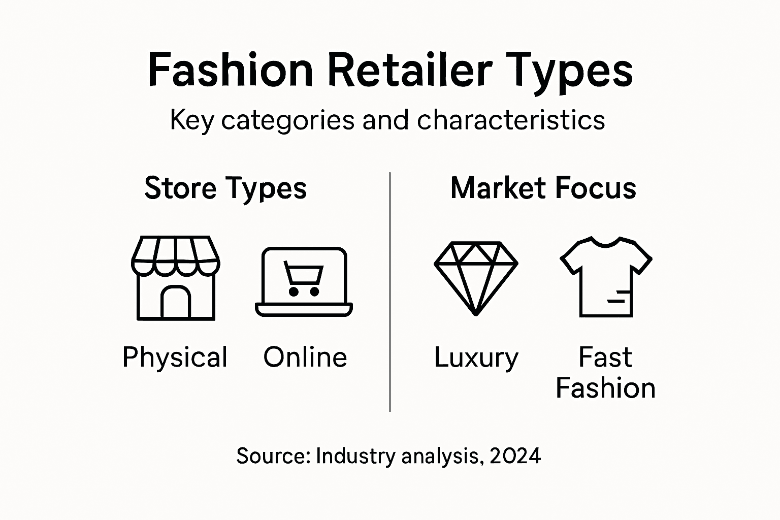 Infographic showing major fashion retailer types
