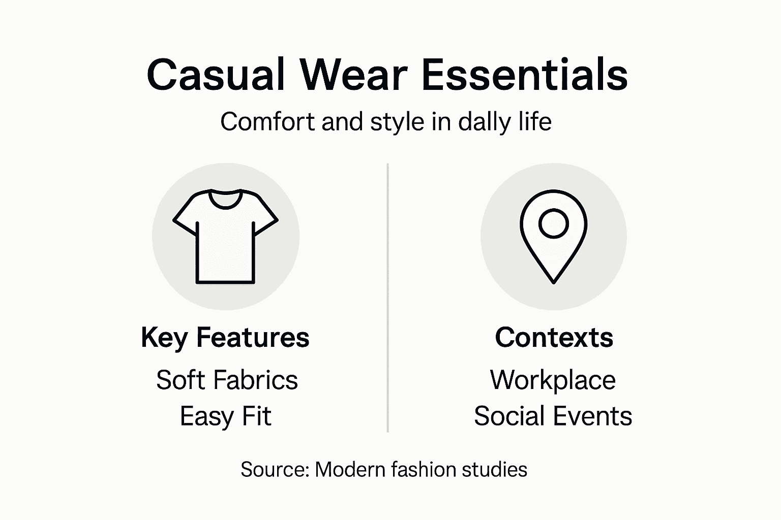 Infographic summarizing casual wear essentials