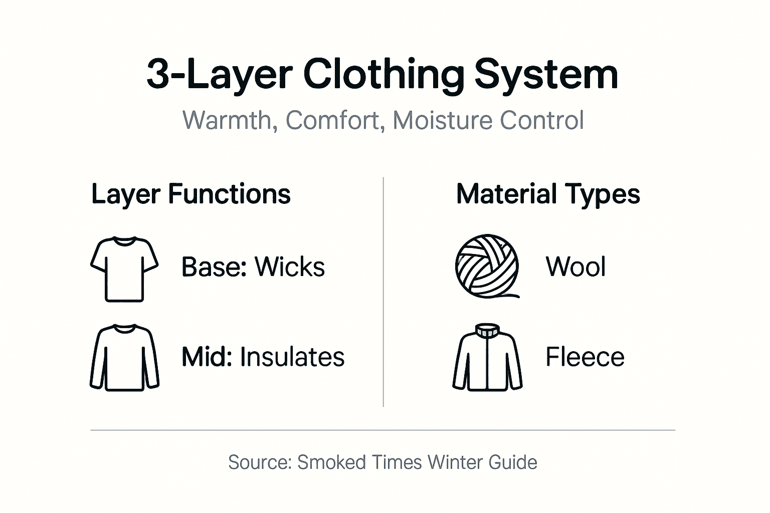 Infographic showing three-layer clothing system