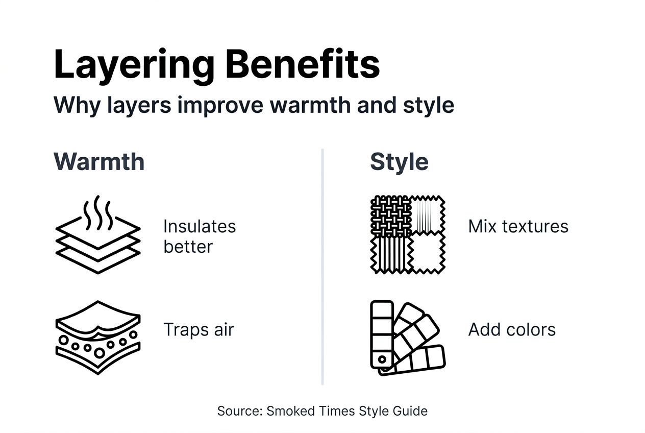 Infographic comparing warmth and style layering benefits