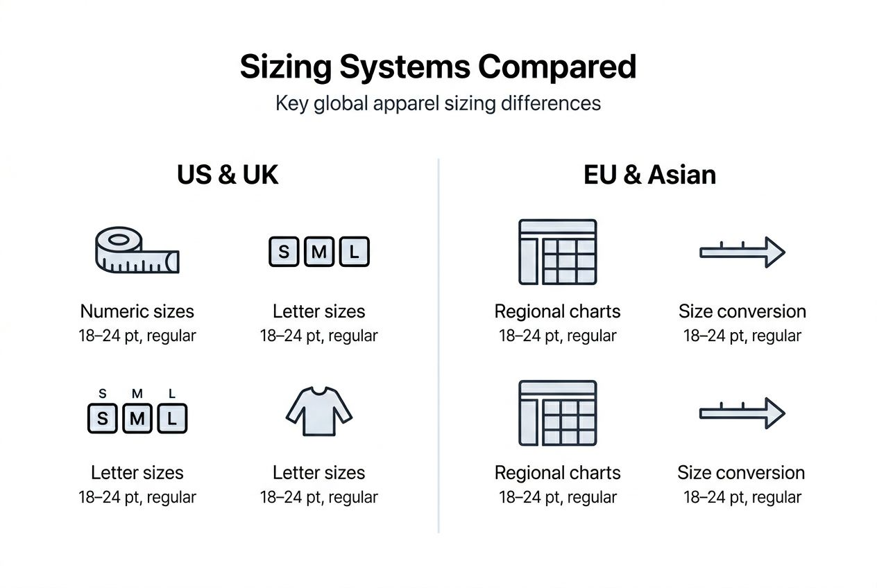 Infographic comparing sizing systems globally