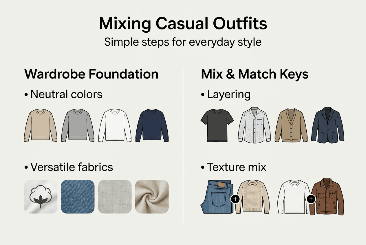 Infographic steps for mixing casual outfits