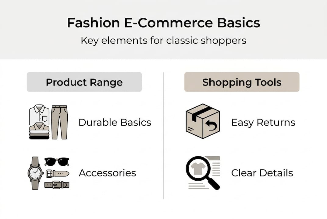 Infographic of core fashion e-commerce concepts
