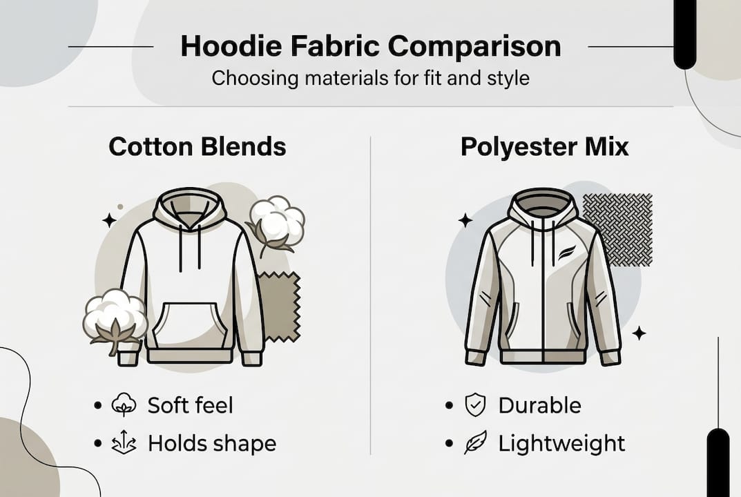 Infographic comparing hoodie fabric types