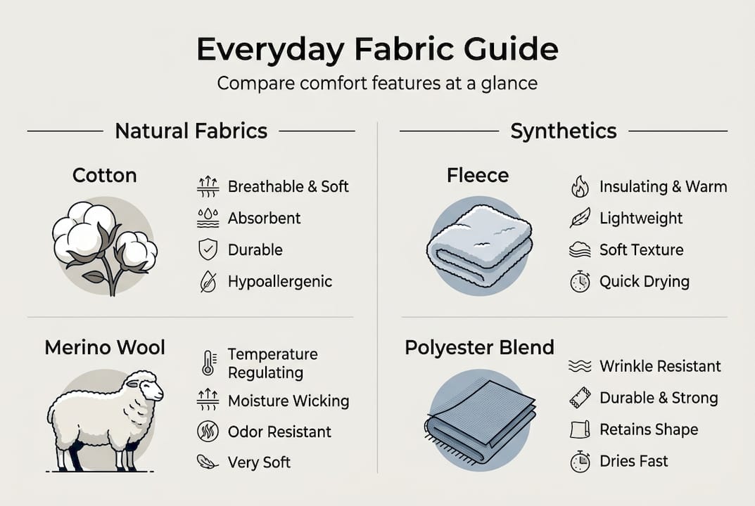 Infographic comparing comfort factors of fabrics