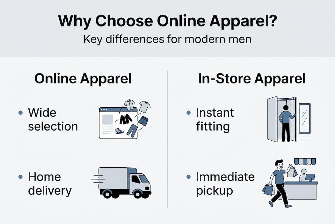 Infographic comparing online and in-store apparel