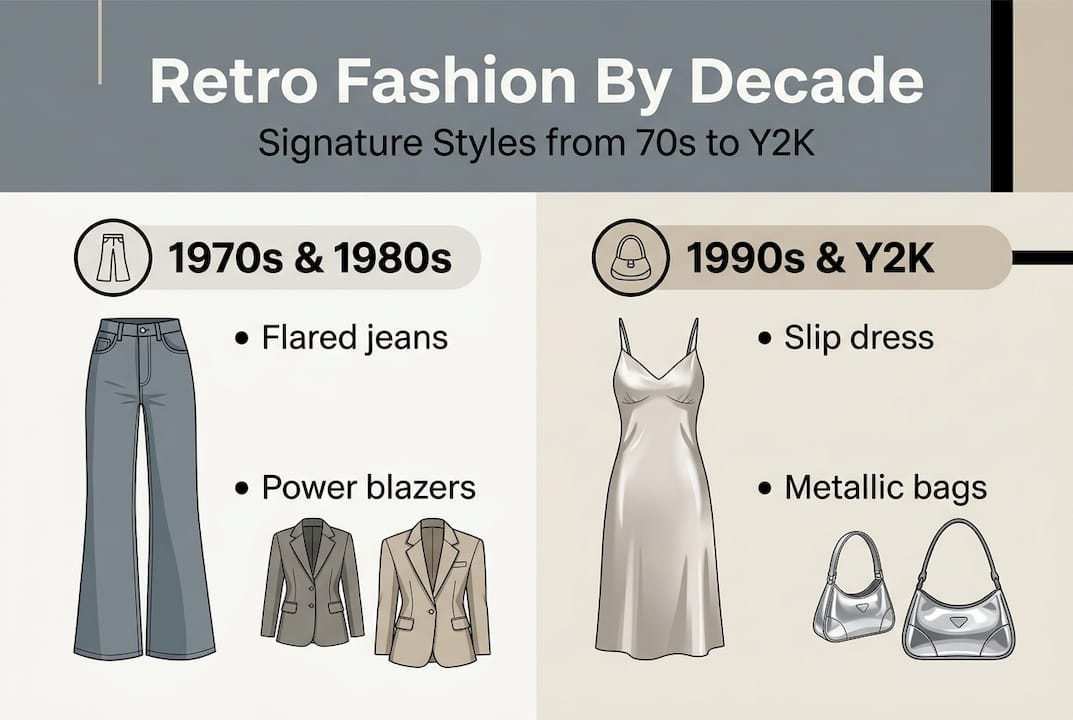 Infographic of retro fashion by decade and style