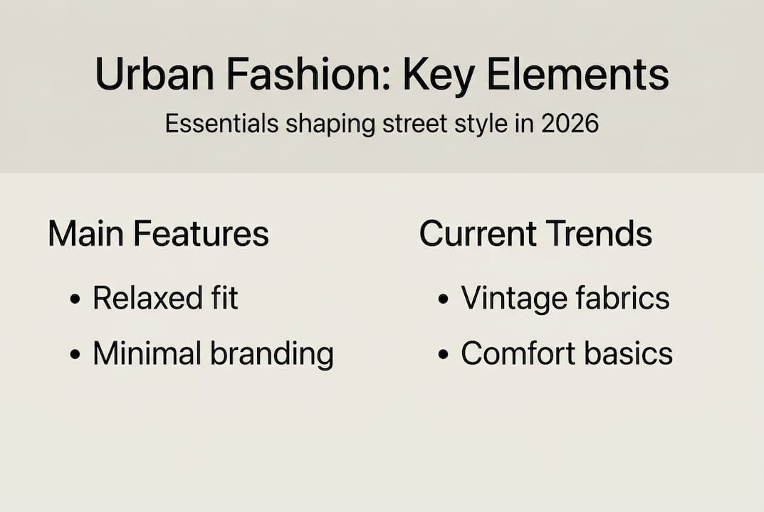 Infographic with urban fashion features and trends
