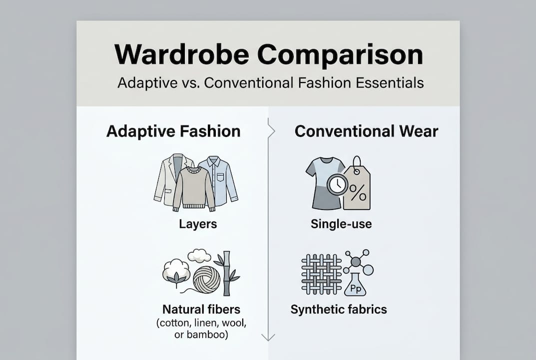 Infographic comparing adaptive and conventional fashion