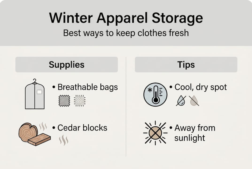 Infographic showing winter storage tips and supplies
