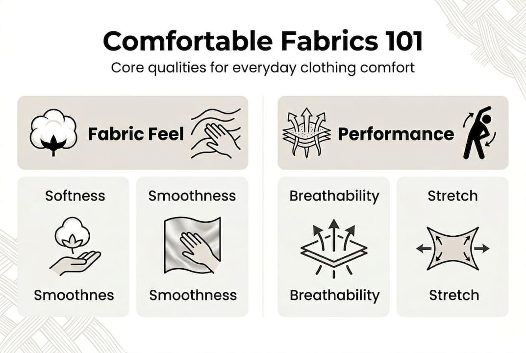 Infographic showing comfort factors for fabric