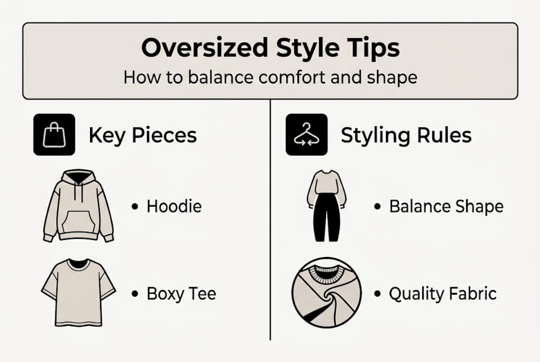 Infographic on oversized fashion essentials and style rules