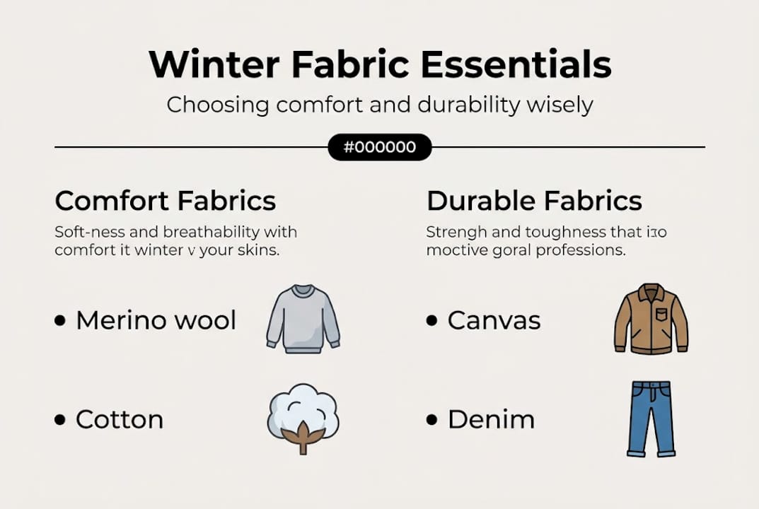 Infographic on winter apparel fabric types