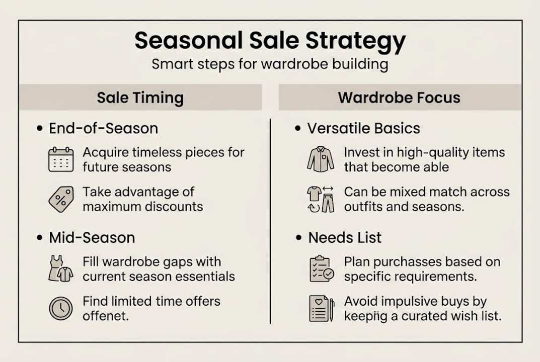 Infographic showing sale timing and wardrobe focus