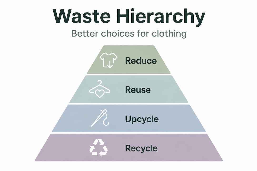 Pyramid showing waste hierarchy for clothing choices