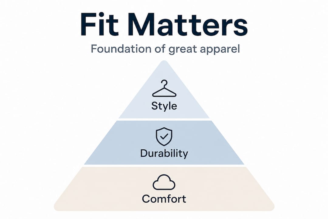Hierarchy infographic: fit comfort durability style
