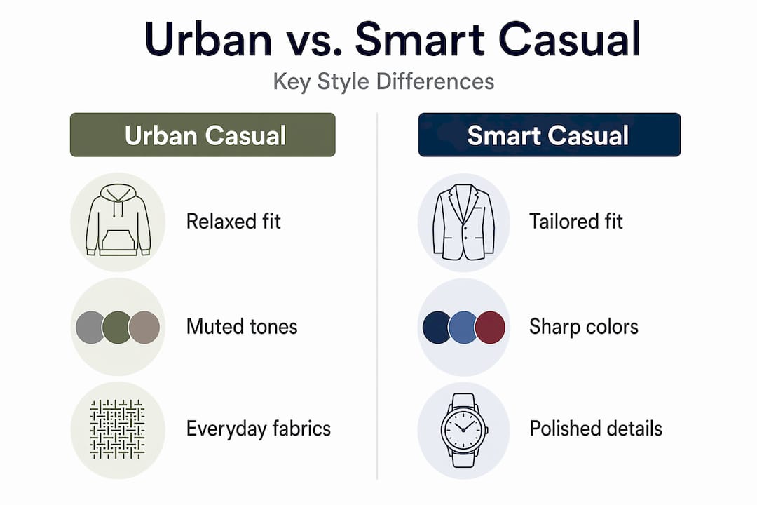 Infographic comparing urban and smart casual