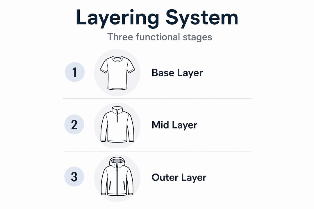 Vertical flow infographic of layering stages