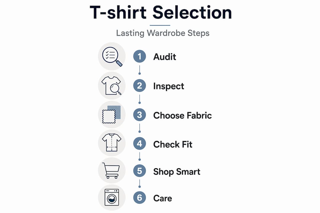 Infographic showing T-shirt selection process steps
