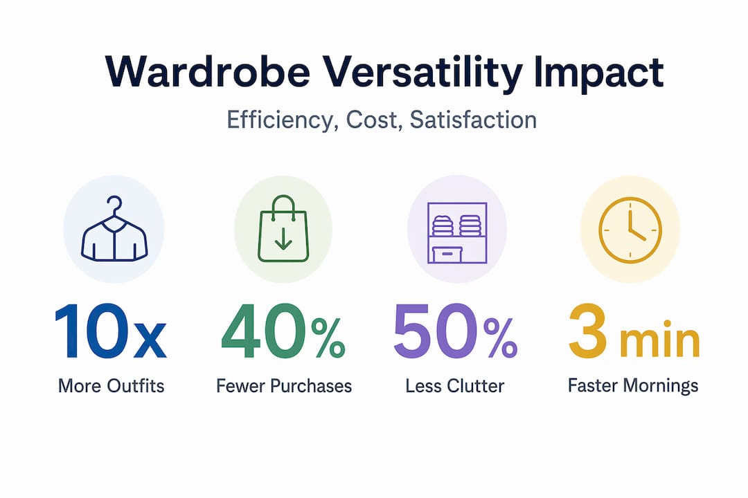 Wardrobe versatility benefits summary infographic