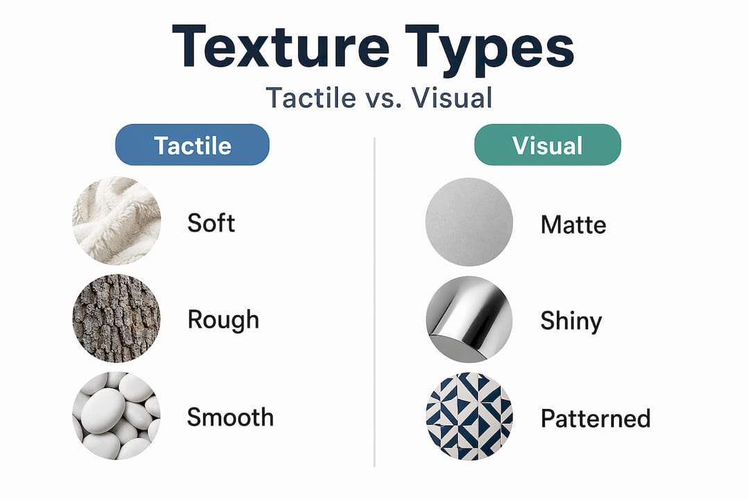 Infographic comparing tactile and visual fabric textures