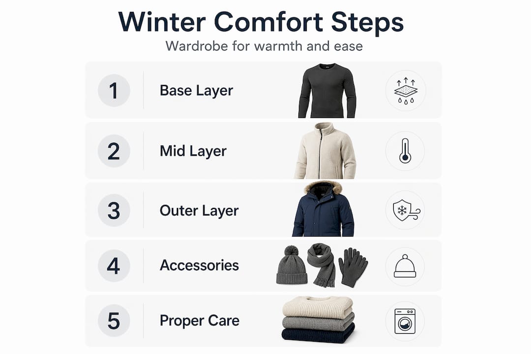 Infographic winter comfort steps wardrobe flow